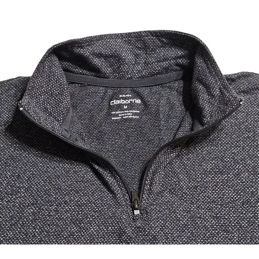 Claiborne Pullover Men's Medium‎ Gray 1/4 Zip Mock Neck Sweater Shirt
